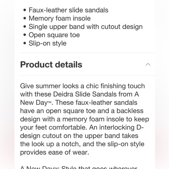 Deidra Slide Sandals - A New Day™ Cognac 9.5: Memory Foam, Open Toe, Slip On - Picture 8 of 8